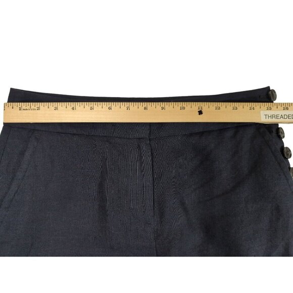 Talbots Greenwich Linen Pant Womens 4 Petite Navy Blue Wide Leg Career Casual - Picture 11 of 12